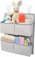 Hanging Diaper Organizer for Crib/Playard/Bassinet/Playpen – Hold 80+ Diapers - Changing Table Diaper Holder - Hanging Diaper Storage Stacker Nursery Caddy Organizer for Newborns (Silver-gray)
