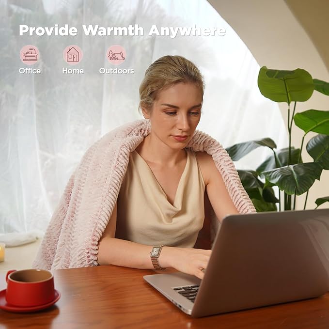 Heated Blanket Electric Blanket 50" x 60" - Cozy Soft Heated Throw with 5 Heating Levels & 3 Hours Auto Off,Machine Washable,ETL & FCC Certification(Frosty Pink)