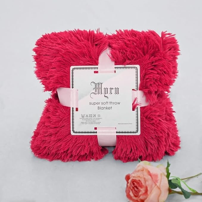 Ultra Soft Plush Blanket – Cozy Furry Throw for Bed, Sofa, or Couch – Warm & Fuzzy Fur-Like Texture – Perfect for Snuggling (51x63 Inches, Red)