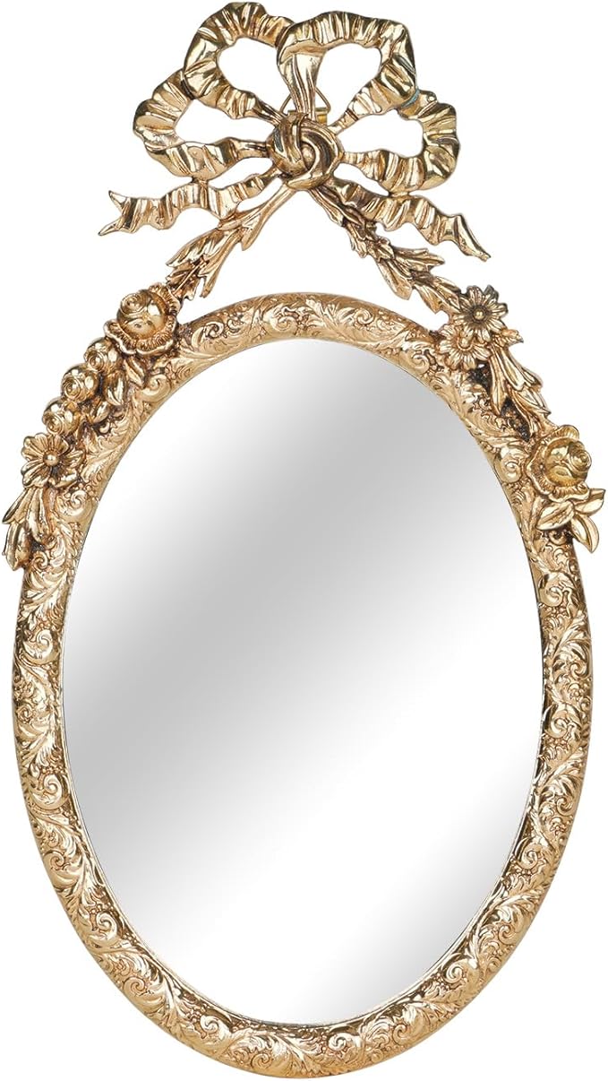 NIKKY HOME Small Wall Mirror, Vintage Hanging Mirrors, Gold Decorative Wall Mirror for Bedroom Living-Room Dresser Decor 10 x 5.7 Inch