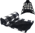 forestfish Fleece Wearable Blanket, Plaid Lap Blanket Comfy Poncho Throw with Buttons for Bed Sofa Office, Black-White