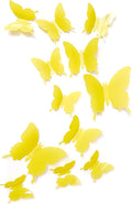 Cute Yellow Butterfly Wall Decor 24 pcs, Girls Room Wall Decals, Aesthetic Butterflies Stickers for Nursery Decorations, Baby Toddler Room Decor for Girls