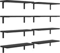 Floating Shelves, 8 Sets Wooden Floating Shelves for Bedroom & Bathroom Wall Decor, Floating Book Shelf Living Room Black