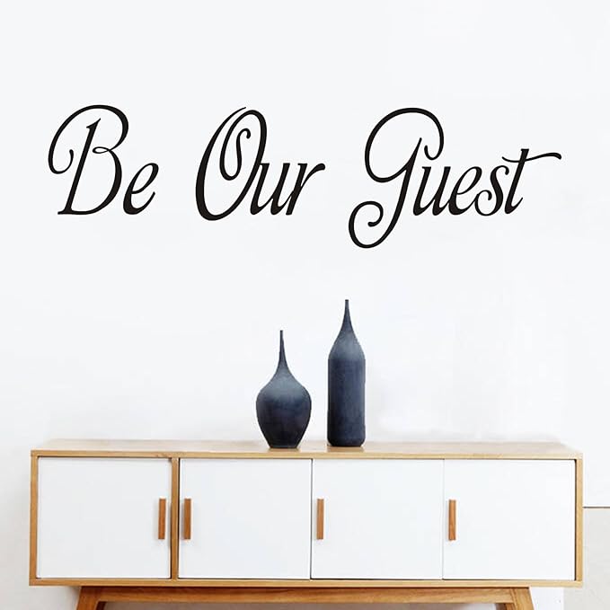 Inspirational Quotes Family Wall Stickers: Home Living Room Bedroom Vinyl Art Wall Decals - Kitchen Door Wall Decor - Be Our Guest 25" X 7"