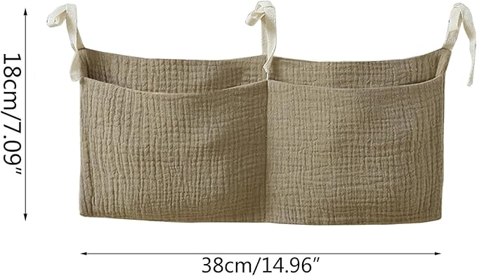 Bedside pouch for storing baby bottles and blankets - Bedside storage bag for organizing baby diapers - Brown