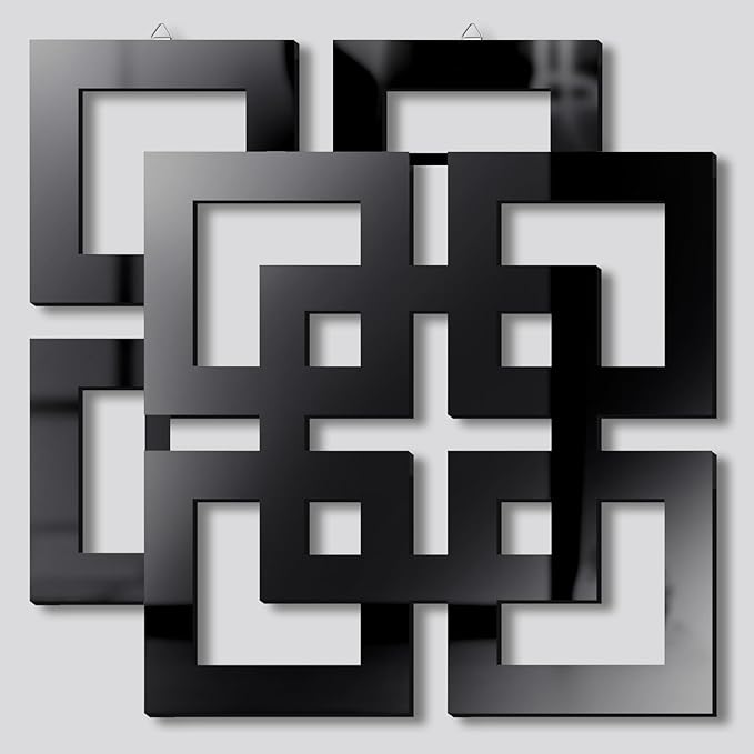 Weysat Wall Mount Home Mirror, 2 Pieces Silver Square Decorative Mirror for Bedroom, Living Room, Bathroom, 11.8 x 11.8 Inches(Black,Mirrored)