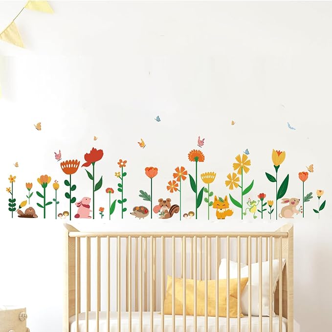 Color Flowers Girls Room Wall Stickers Large,Girl Bedroom Wall Decals,Nursery Daycare Preschool Playroom Decals Peel and Stick Removable,Cute Wall Decors for Baby,Girls,Toddlers.