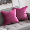 MIULEE Hot Pink Velvet Throw Pillow Covers 26x26 Soft Decorative Solid Square Euro Sham Cushion Cases Pack of 2 Modern Luxury Home Decor for Couch, Sofa, Bedroom