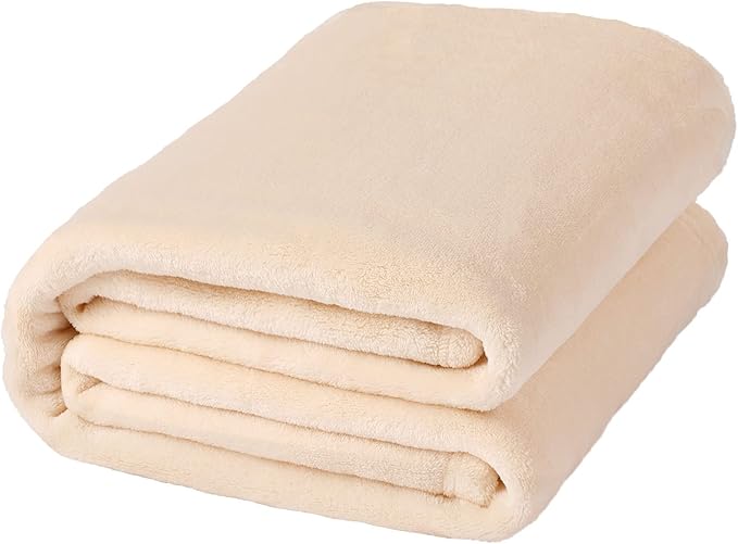 NANPIPER Fleece Blankets, Super Soft Flannel Fuzzy Blanket for Couch, Luxury Cozy Lightweight Microfiber Dog Blanket-Throw Size,Beige