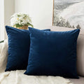 MIULEE Velvet Throw Pillow Covers 16x16 Inch, Pack of 2 - Dark Blue, Soft Solid Decorative Pillow Covers Farmhouse Modern Home Decor for Couch Sofa Bedroom Living Room