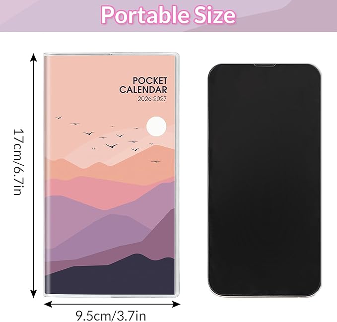 Pocket Calendar 2026-2027, Monthly Planner 2026-2027 - 3.7" x 6.7" - Runs from January 2026 Until December 2027, 2026 Pocket Calendar with PVC Cover for Organizing & Planning