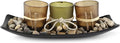 Centerpiece Table Decorations 3 Pieces Candle Holders with Tray and Rocks, for Living Room, Dining Room, Bedroom, Entryway Table Home Decor Romantic Holiday Wedding Party Gift Coffee Table Decor
