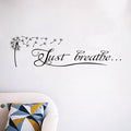 Yoga Quotes Wall Stickers for Bedroom: Zen Home Meditation Vinyl Art Wall Decals for Living Room Bathroom - Just Breathe 45" X 12.6"