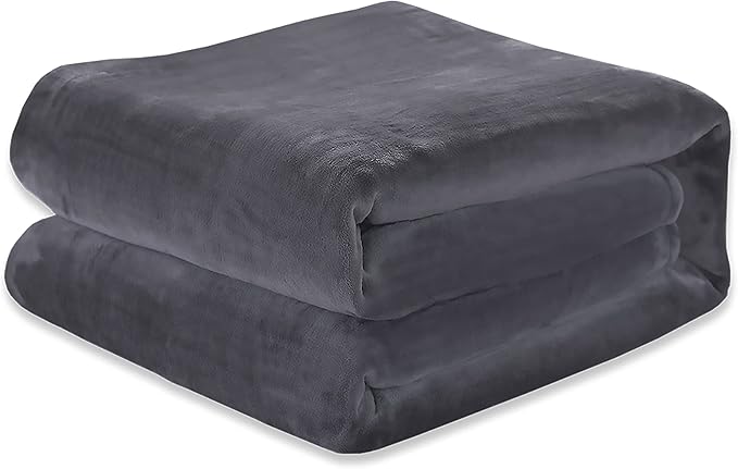 Elegant Comfort Luxury Velvety Feel Blanket, All-Season Lightweight Blanket, Ultra Plush, Soft, Cozy-Fuzzy Flannel Fleece for Couch, Sofa, Bed, Travel, Solid Design, Twin/Twin XL, Grey