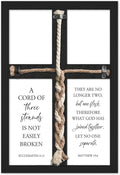 YWJKWLGS A Cord of Three Strands Wedding Ceremony Sign 15x10 Inch Anniversary Unity Knot Cross Christian Marriage Prayer Art Ideas Braid Rope Wall Decor for Couple Religious Wood Framed (Black)