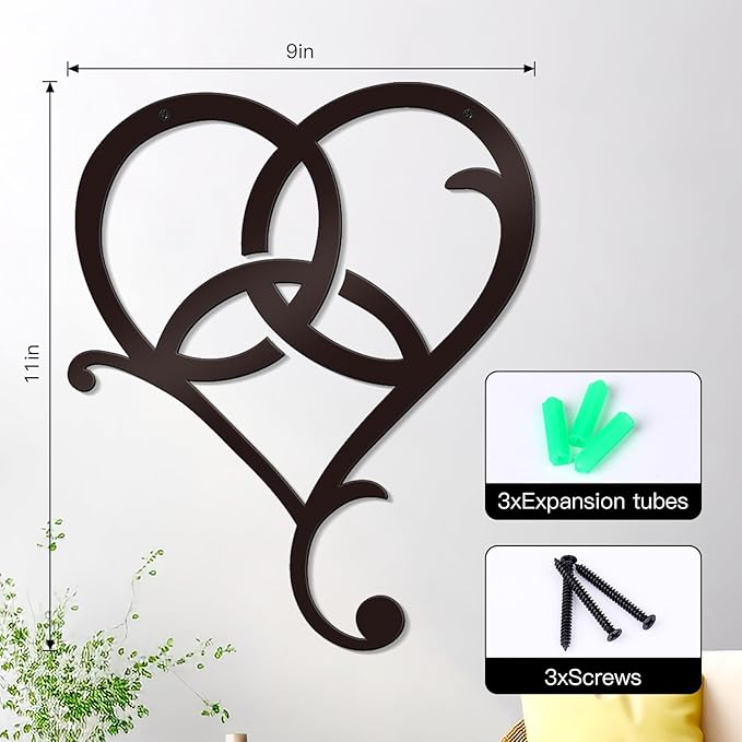 Bnesi Infinity Heart Metal Wall Art Love Signs for Home Decor Black Wall Decor Above Bed Wall Decor Minimalist Wall Art for Living Room Bedroom Bathroom Kitchen (Style L)