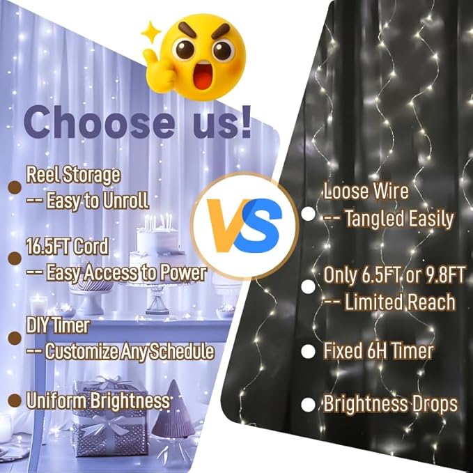 HXWEIYE 300LED Untangled Curtain Lights, 9.8x9.8Ft USB Fairy Twinkle String Lights with Remote and DIY Timer, 8 Modes Window Wall Hanging Light for Bedroom Dorm Backdrop Room Decor, White