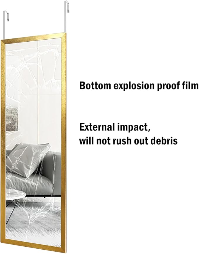 WhiteBeach 48'' x 16'' Over The Door Mirror, Full Length Wall Mirror, Bedroom