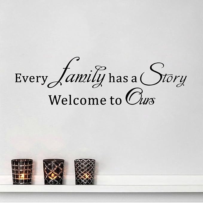 Motivational Home Wall Decals for Bedroom: Family Inspirational Quotes Vinyl Art Wall Stickers for Living Room Kitchen Apartment Bathroom - Every Family Has a Story 35" X 9.8"
