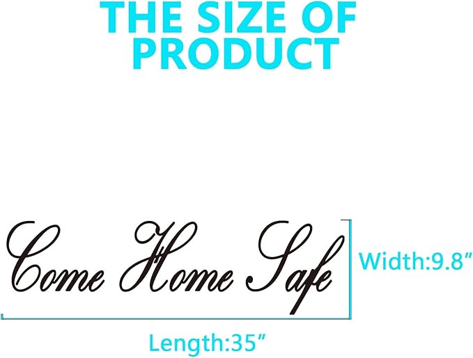 Motivational Home Wall Decals for Bedroom: Inspirational Family Quotes Vinyl Art Wall Stickers for Living Room Kitchen Apartment Bathroom - Come Home Safe 35" X 9.8"