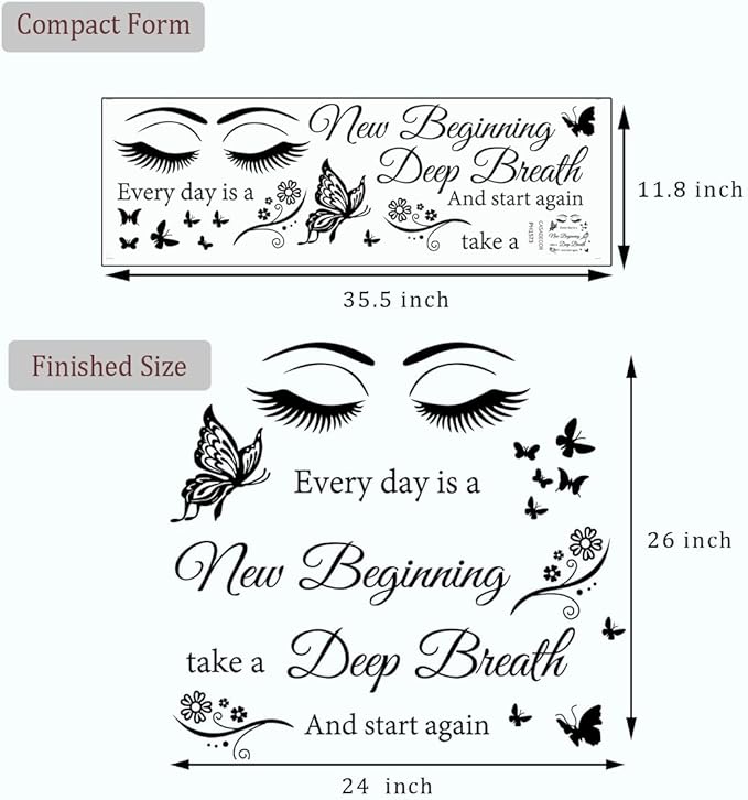 Vinyl Quotes Stickers - Every Day is A New Beginning Inspirational Wall Art Sticker Positive Quotes Wall Decals for Living Room, Bedroom, Classroom, Office, Studio, School, Teen Dorm Room