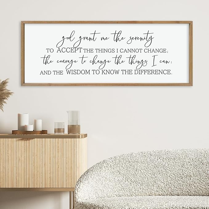 LuZhiQiang God Grant Me Prayer Wall Decor Christian Serenity Prayer Sign 40"X15" God Jesus Catholic Prayer Bible Verse Inspirational Quotes for Living Room Bedroom Office Large Hanging Art (Wood)