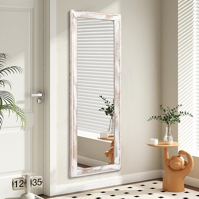 AAZZKANG Wall Mirror Full Length with Wood Frame 71"x30" Rustic Large Full Body Mirrors Decorative for Bedroom Living Room Bathroom Entryway Hanging Rectangular White