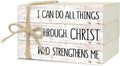Decorative Books for Home Decor, Wood Book Stack for Table Decor, I Can Do All Things Through Christ Who Strengthens Me Decoration Books for Office Shelf, Farmhouse Stacked Books Decoration (L74)