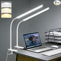 White 2 Pack LED Clip On Desk Lamp,Dimmable Clip On Reading Light with Flexible Neck,Curved Monitor Light Bar for Computer,Eye-Protection Bedside Lamp for Office Home Study Desk Accessories