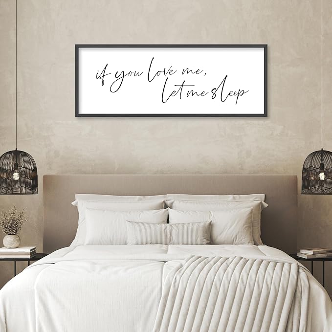 YWJKWLGS If You Love Me Let Me Sleep Sign Wall Art 40"×15" Funny Bedroom Decor Above Bed for Sleep Lovers Humorous Rustic Wooden Plaque for Her/Him (Black)