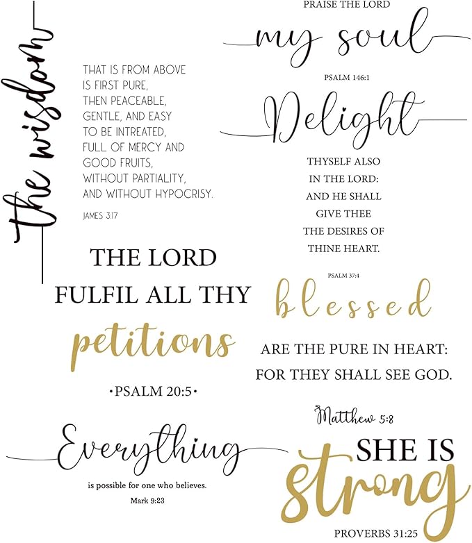 BBTO Bible Verse Wall Stickers Inspirational Quote Wall Decals Religious Motivational Scripture Sticker Peel and Stick for Bedroom Living Room Office Bathroom(Praise The Lord)