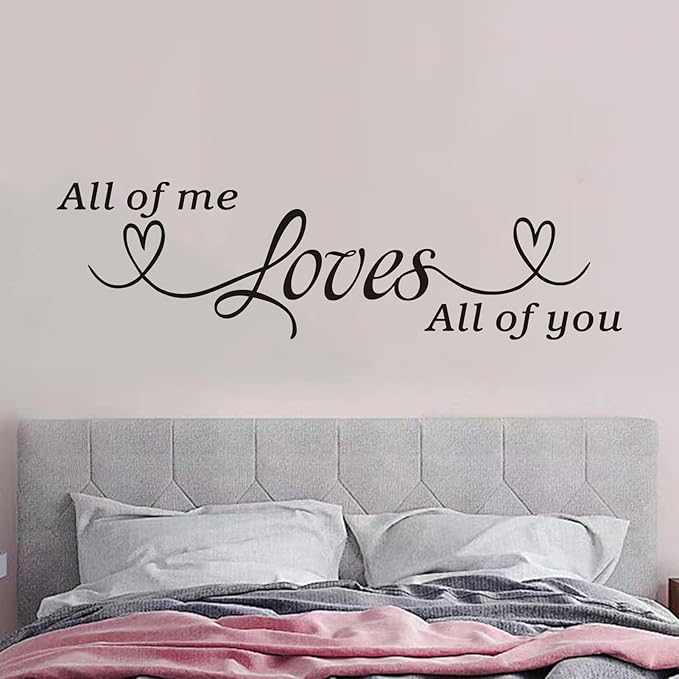 Love Quotes Wall Stickers for Bedroom: Inspirational Couples Romantic Marriage Wall Decals - Family Bathroom Home Vinyl Art Wall Decor - All of Me Loves All of You 35" X 9.8"