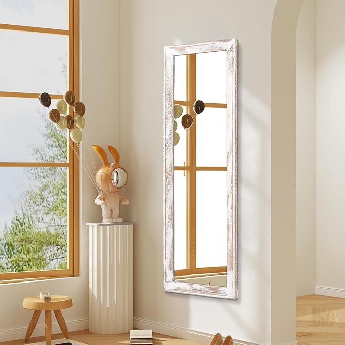AAZZKANG Wall Mirror Full Length with Wood Frame 47"x16" Rustic Large Hanging Mirrors Decorative for Bedroom Living Room Bathroom Entryway Rectangular