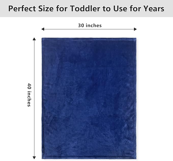 Lukeight Baby Blanket Fleece Toddler Blankets for Boys and Girls, Soft Cozy Fluffy Small Baby Newborn Blankets for Crib, Stroller, Travel and Bed (Navy, 30x40 Inches)
