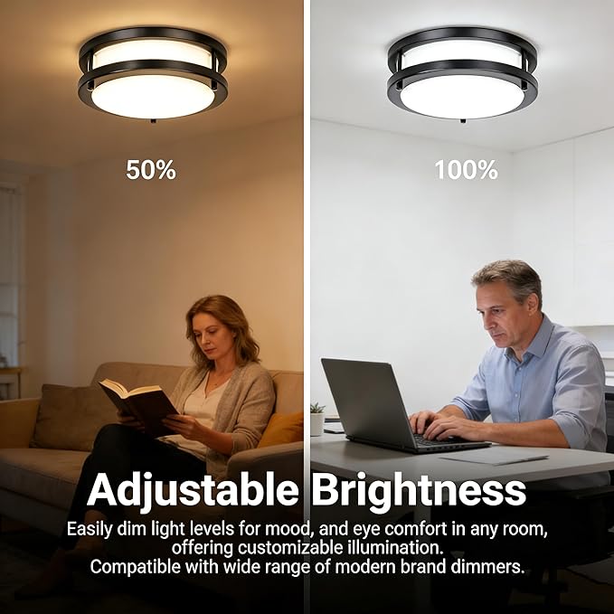 Drosbey 36W Dimmable Ceiling Light Fixture, Flush Mount Light Fixture, LED Ceiling Lights for Bathroom, Bedroom, Kitchen, Super Bright 4000 Lumens, 400W Equivalent, 5000K Daylight, UL Listed