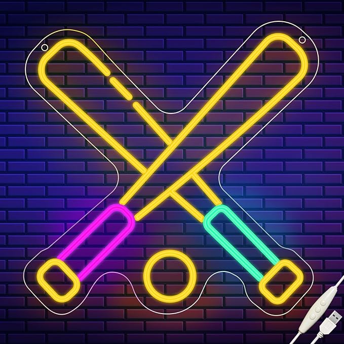 Baseball Neon Sign, Wootfairy Led Sport Neon Signs for Wall Decor, Dimmable Neon Light for Man Cave & Game Room Decor, Bedroom, Bar Club, Sports decor for Men, Teens