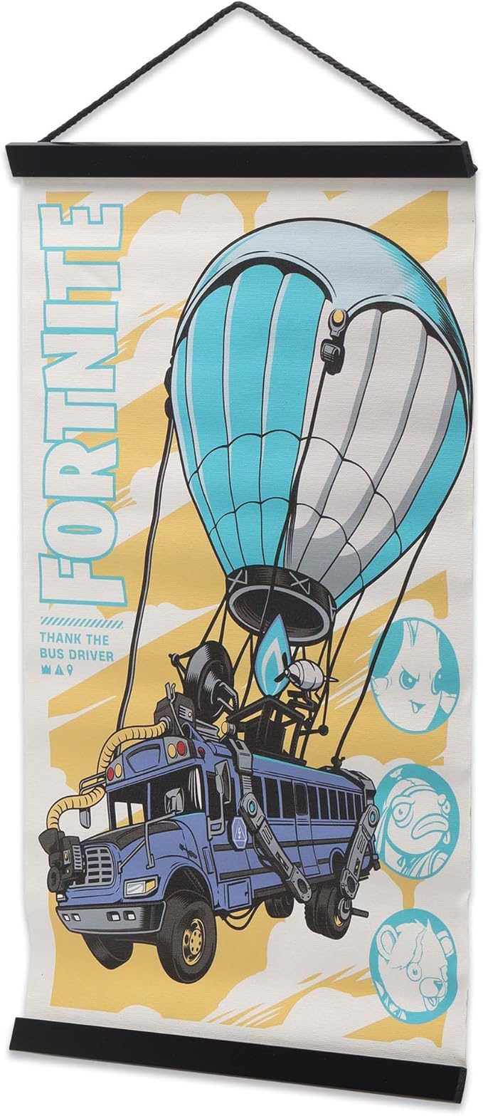 Fortnite Battle Bus Hanging Canvas Banner - Fun Fortnite Wall Decor for Game Room or Bedroom