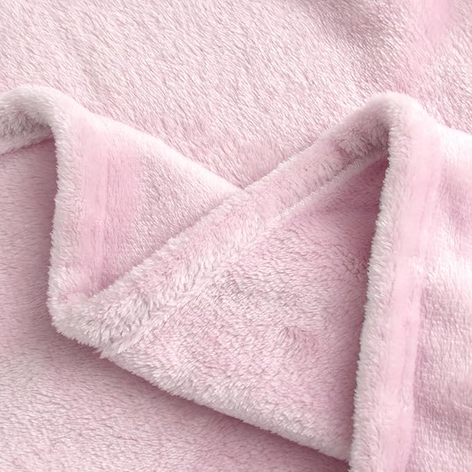 SOCHOW Flannel Fleece Blanket Twin Size, All Season Lightweight Super Soft Cozy Blanket for Bed or Couch, Light Pink, 60x80 inches