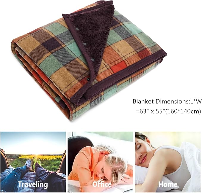 forestfish Fleece Wearable Blanket Oversized, Comfy Lightweight Lap Blanket Poncho Throw with Buttons, 63“x 55”(Multicolor)