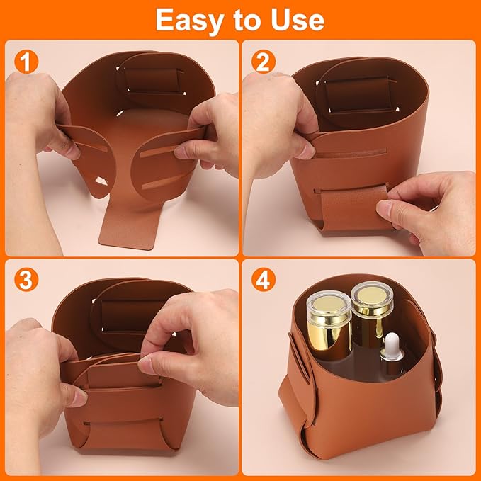 uxcell Valet Tray Organizer, PU Leather Desktop Storage Organizer Box Tray Entryway Table Bedside Nightstand Catchall Vanity Tray for Jewelry Key Coin Watch Wallet (Yellow)