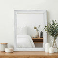 White Wood Effect Framed Wall Mirror, 16x20 Rectangle Mirror, 1/8" Anti-desilvering Tempered Glass, Sustainable& Sturdy Frame, Anti-Rust, HD Reflection &3min Fast Setup for Bathroom Living Room