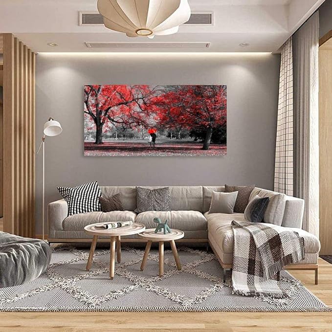 Bamdeya Canvas Wall Art Tree Painting Forest Prints Art Scenery Picture for Romantic Couples - Framed Large Wall Art - Living Room & Bedroom - 30x60inches