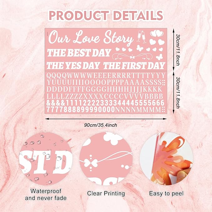 HLNIUC Welcome to Our Love Story Mirror Stickers Double-Sized,Removable Letters Number Wall Decal,The Best Day Wall Decals,Personalized Wedding Mirror Sticker for Window Sign Marriage Decoration