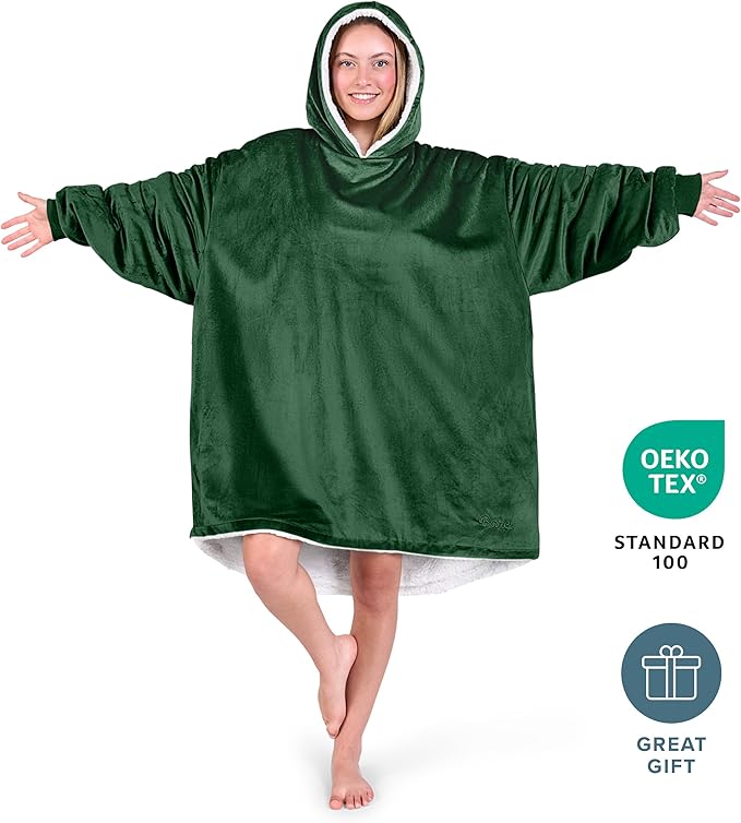 Bare Home Wearable Blanket Hoodie - Soft Plush Sherpa - Warm and Cozy - Oversized Wearable Blanket - Adult & Kid Sizes