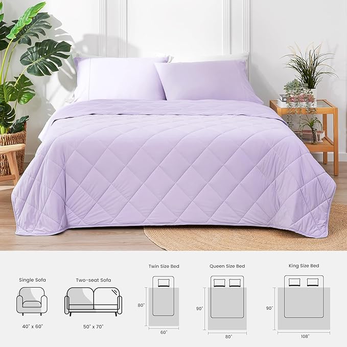Cozy Bliss Cooling Throw Blanket for Hot Sleepers 50"x70", Q-Max 0.4 Cooling Comfort, Cold Blankets for Night Sweats Sleeping, Ultra-Cool Lightweight Breathable Summer Blanket for Couch Bed, Purple