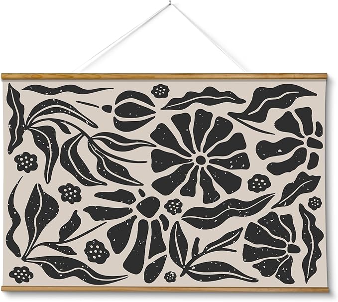 ARPEOTCY Extra Large Vintage Framed Wall Art, 36x54 Inch Black and White Abstract Hanging Framed Wall Art, Large Minimalist Black Floral Canvas Home Decor for Living Room Bedroom Office