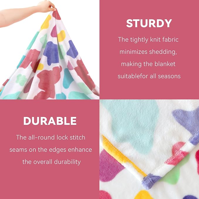 Rainbow Blanket for Girls & Boys, Easter Basket Stuffers, Soft Cozy Warm Colorful Fleece Throw Blanket for Bed Couch, Boho Home Room Decor, Rainbow Gifts for Kids Birthday 50"x60"