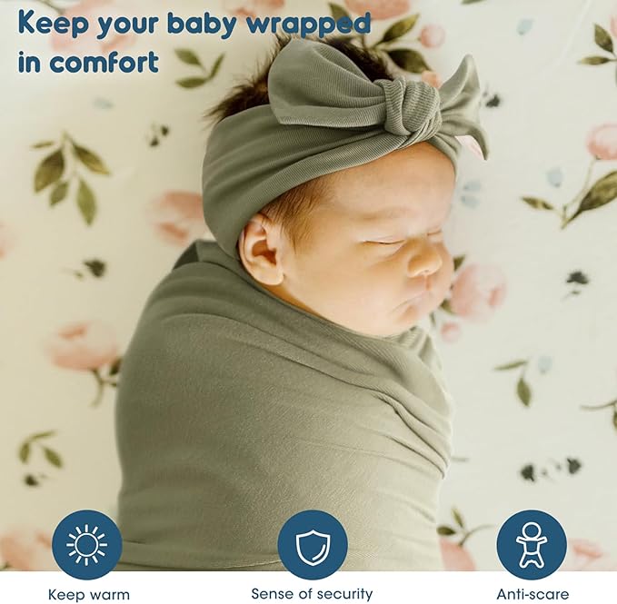 GRSSDER 2 Pack Newborn Swaddle Blanket, Ultra Soft Stretchy Jersey Knit Extra Large Size 33 x 44 Receiving Blankets for Easy Swaddling Baby Snug and Cozy