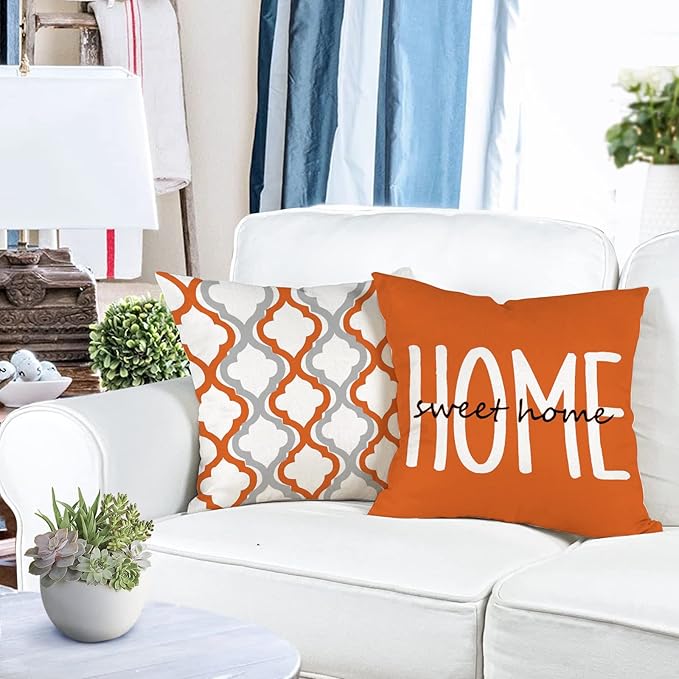 YCOLL Farmhouse Pillow Covers 20x20 Set of 4 Throw Pillow Covers Rustic Linen Decorative Pillows Square Cushion Covers for Couch Sofa Bedroom Home Decor