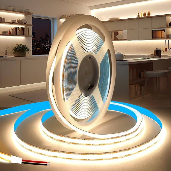 COB LED Strip Lights 32.8ft/10m, 24V LED Light Strip, Neutral White 4000K Under Cabinet Lighting, Super Bright Flexible Tape Lights for Bedroom,Mirror,Kitchen,Living Room(Power Supply Not Included)